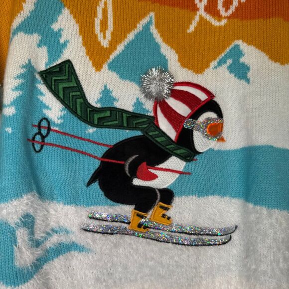 MAJOR LABEL GROUP women's size large L Ski you Later Christmas penguin sweater - Picture 8 of 14